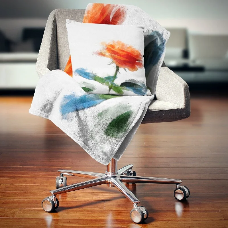 King - size blankets to cover large beds comfortablyKing - size blankets to cover large beds comfortablyDesignart 'Orange Rose Flower with Splashes' Floral Throw Blanket