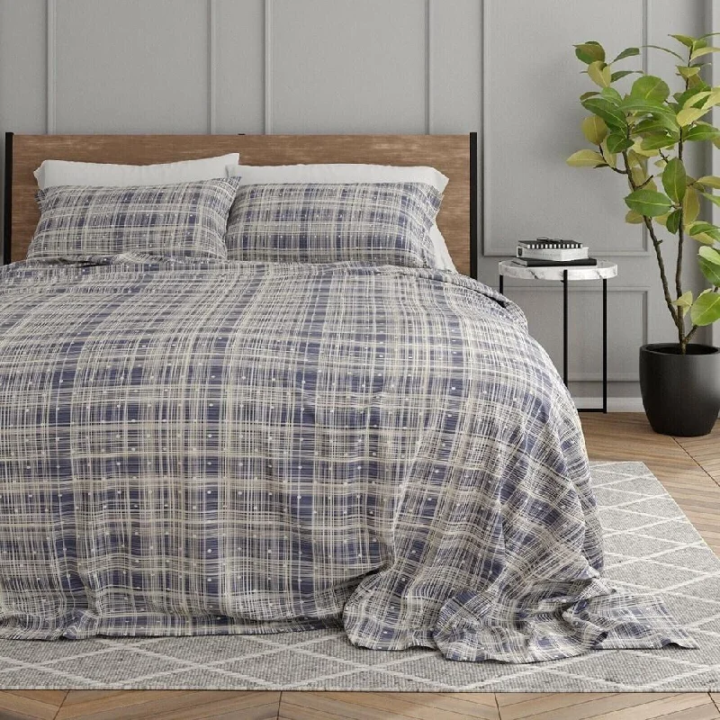 Cotton blankets for breathability and a lightweight feelCotton blankets for breathability and a lightweight feel3pc Full/Queen Premium Ultra Soft Duvet Cover Set Polka Dot Navy