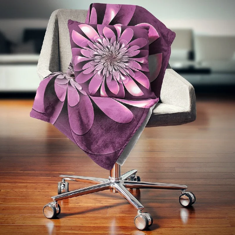 Queen - size blankets for standard - sized bedsQueen - size blankets for standard - sized bedsDesignart 'Glittering Lush Purple Fractal Flower' Floral Throw Blanket