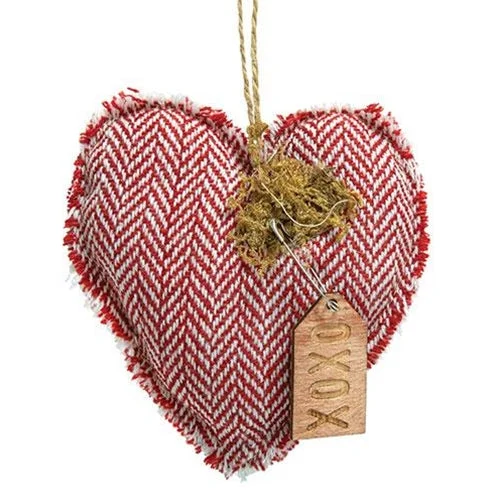 Bed skirts with a geometric print for a modern aestheticXOXO Mini Stripe Fringe Heart Ornament