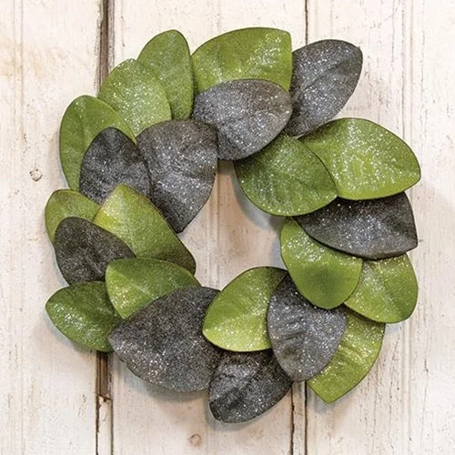 Bed skirts with a high - thread count for a quality feelVintage Glitter Magnolia Leaves Wreath 16"