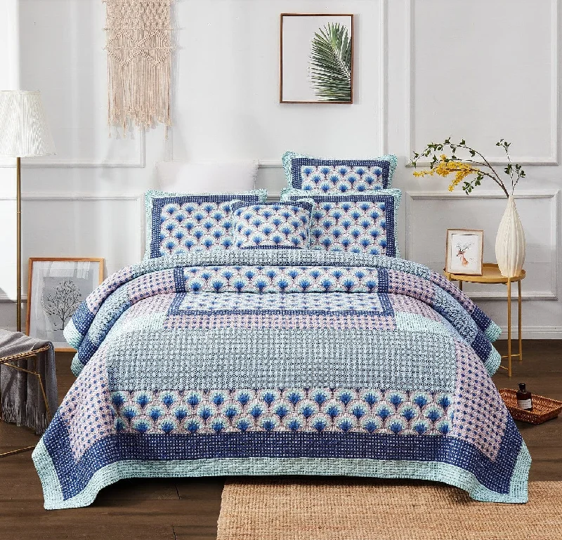 industrial style bedspreads with a rugged look for urban loftsDaDa Bedding Mediterranean Blue Mint Green Patchwork Quilted Bedspread Set (JHW-884) industrial style bedspreads with a rugged look for urban loftsDaDa Bedding Mediterranean Blue Mint Green Patchwork Quilted Bedspread Set (JHW-884)