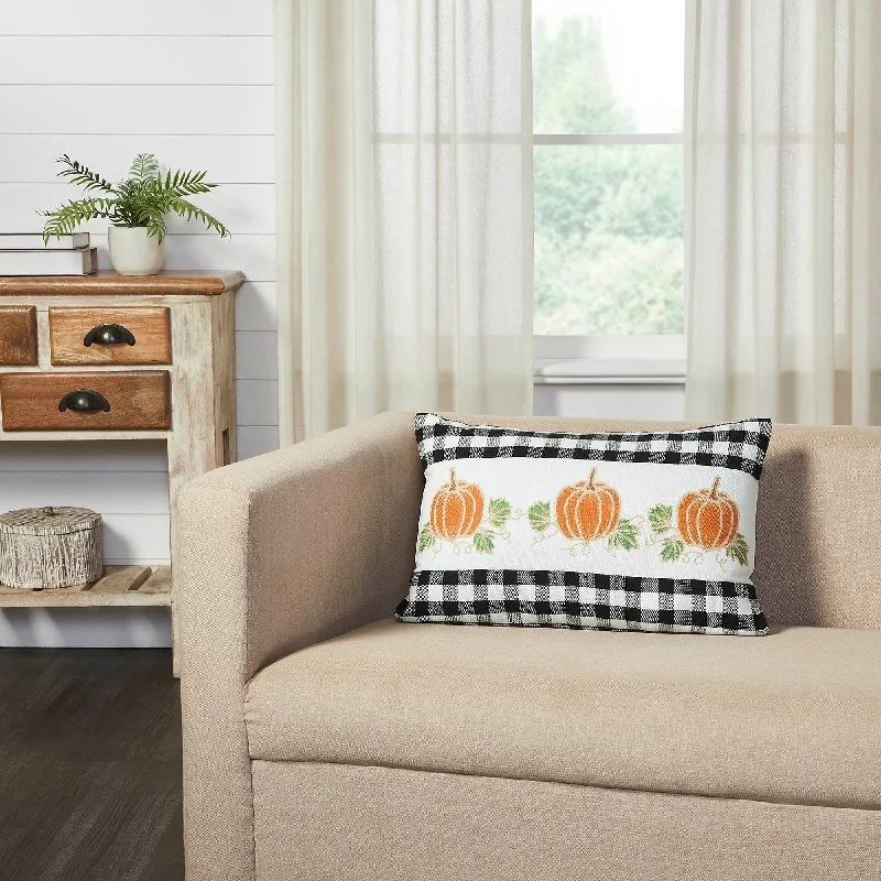 Silk Pillows for Smooth Skin and HairAnnie Black Check Pumpkin Patch Pillow