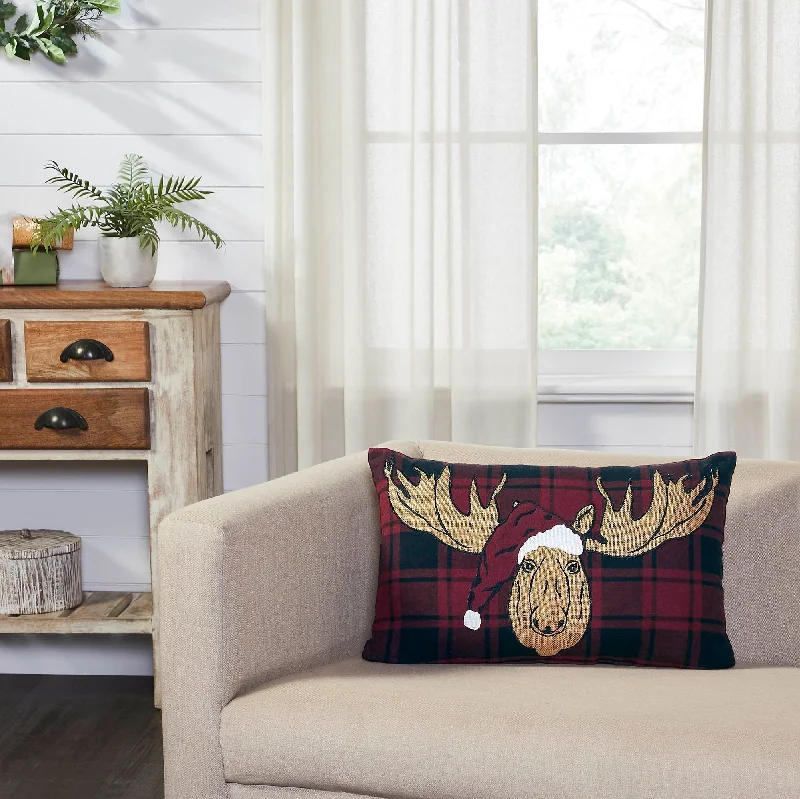 Kids Pillows with Fun DesignsCumberland Red Black Plaid Holiday Moose Pillow