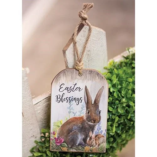 Bed skirts with a high - quality elastic waistbandEaster Blessings Bunny Wooden Tag Ornament
