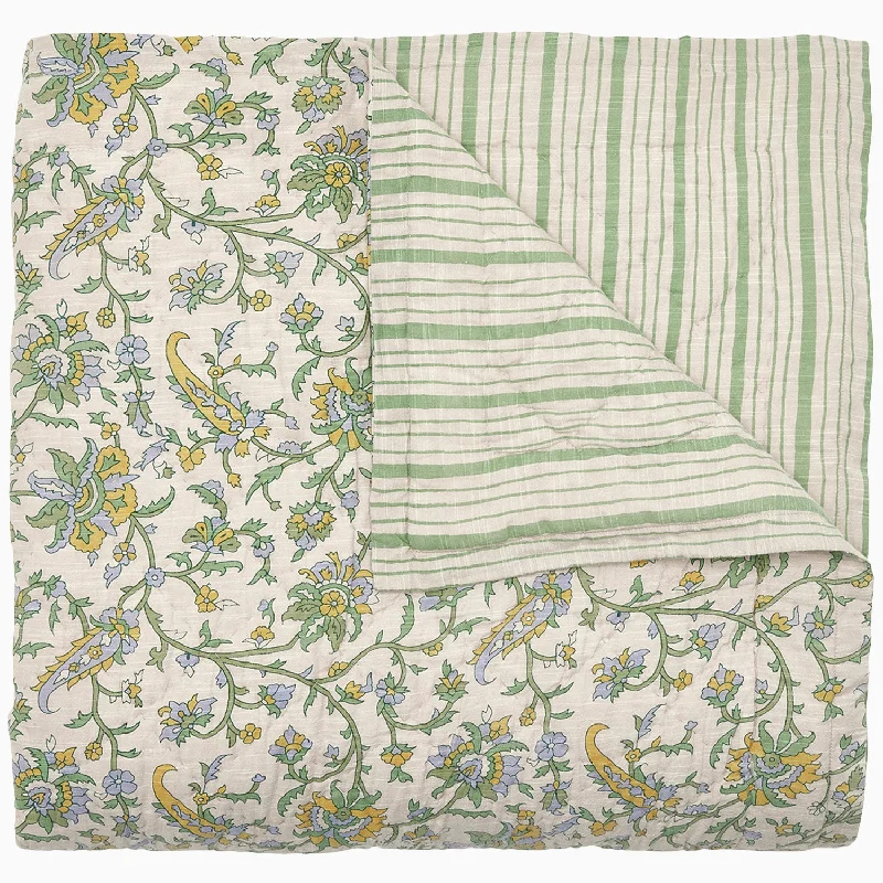 Silk Pillows for Smooth Skin and HairTiya Periwinkle Woven Quilt