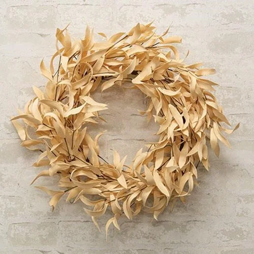 Linen bed skirts for a natural and rustic feelButtercup Herb Leaves Wreath 24"