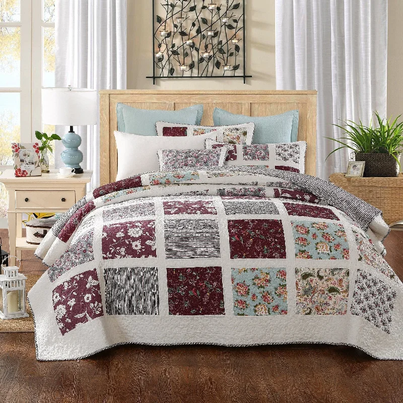 gothic style bedspreads with dark colors and ornate details for a mysterious bedroomDaDa Bedding Floral Cottage Blossoms Burgundy Minty Cotton Patchwork Bedspread Set (JHW-618) gothic style bedspreads with dark colors and ornate details for a mysterious bedroomDaDa Bedding Floral Cottage Blossoms Burgundy Minty Cotton Patchwork Bedspread Set (JHW-618)