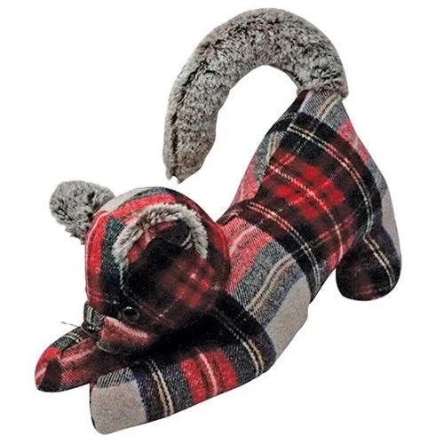 Bed skirts with a plaid pattern for a traditional styleRed/Grey Plaid Cat Doorstop