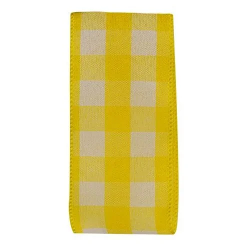 Bed skirts with a plaid pattern for a traditional styleYellow & White Buffalo Check Ribbon