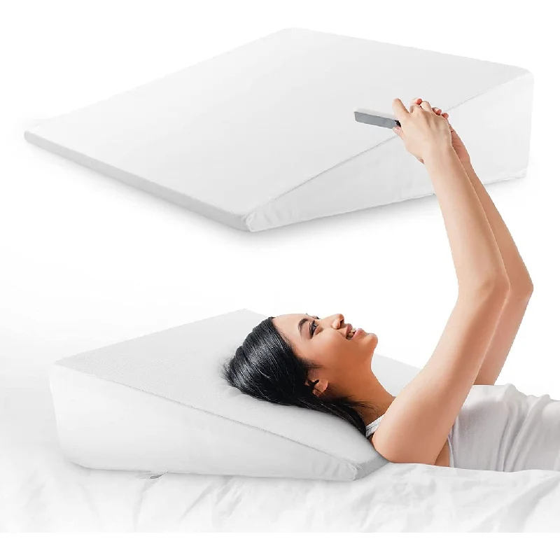 Lumbar Support Pillows for Car SeatsCheer Collection Ultra Supportive Memory Foam Bed Wedge Pillow - White
