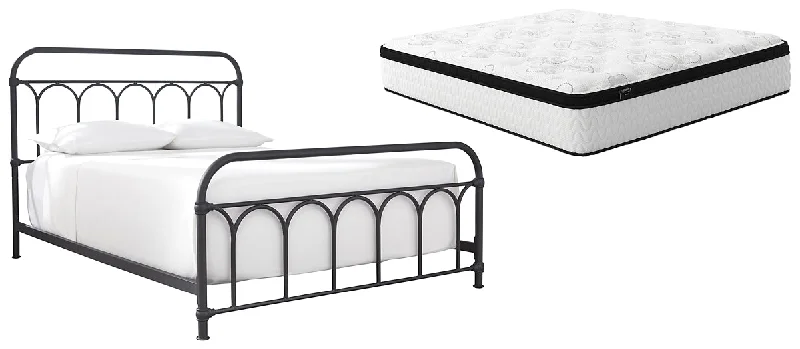 Queen - size mattresses for couples and standard bedroomsNashburg Queen Metal Bed with Mattress