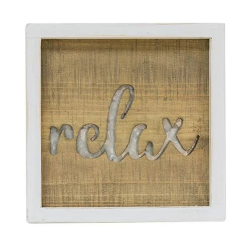 Queen - size bed skirts with ruffled edgesFramed Metal Cutout Relax Sign
