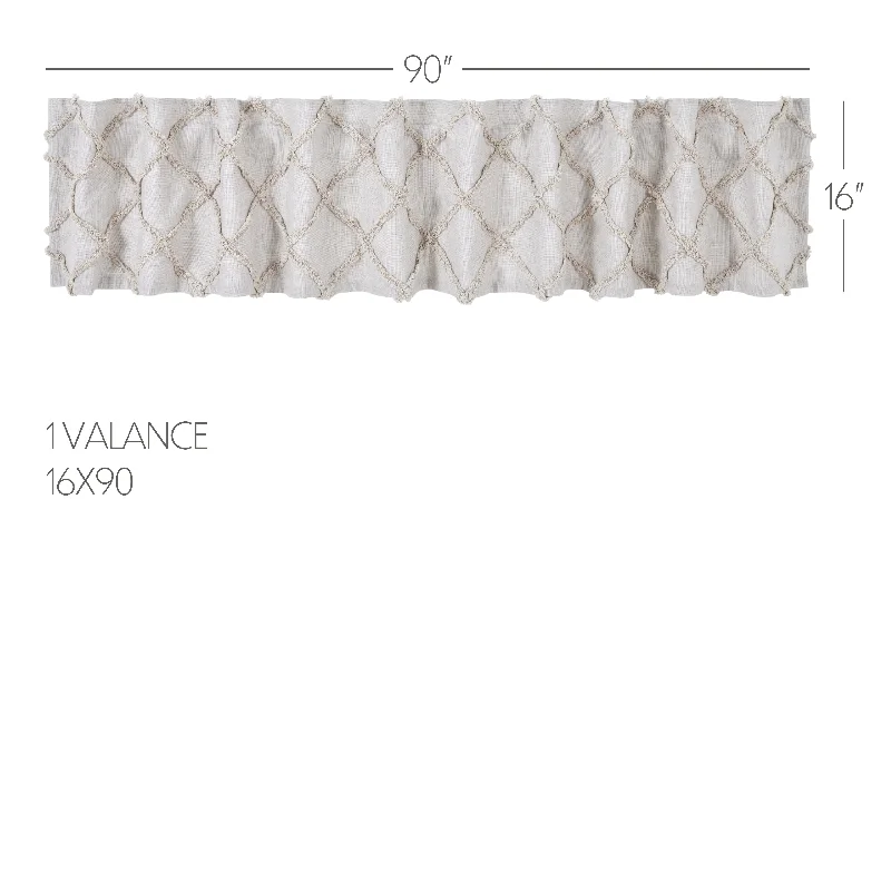 Checkered bed skirts for a classic patternFrayed Lattice Oatmeal Valance 16x90
