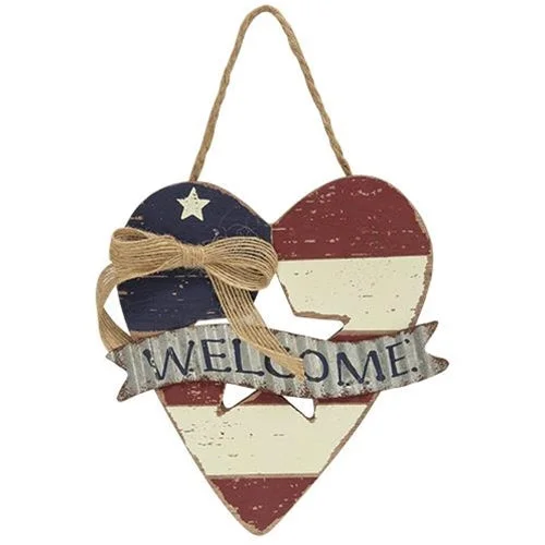 Bed skirts with a flannel material for a cozy winter optionWooden Heart Flag Welcome Ornament