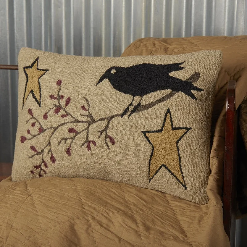 Decorative Pillows for Living Room MakeoverKettle Grove Crow and Star Hooked Pillow