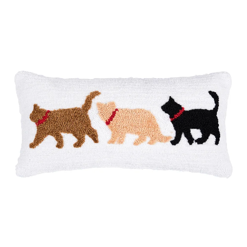 Round Pillows for Boho-Style InteriorsCat Trio Hooked Pillow