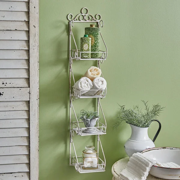 Bed skirts with a bohemian - inspired patternPowder Room Shelf