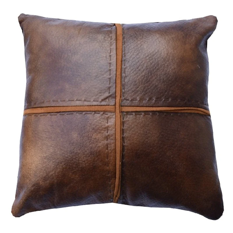 Kids Pillows with Fun DesignsFaux Leather Cross Stitched Pillow