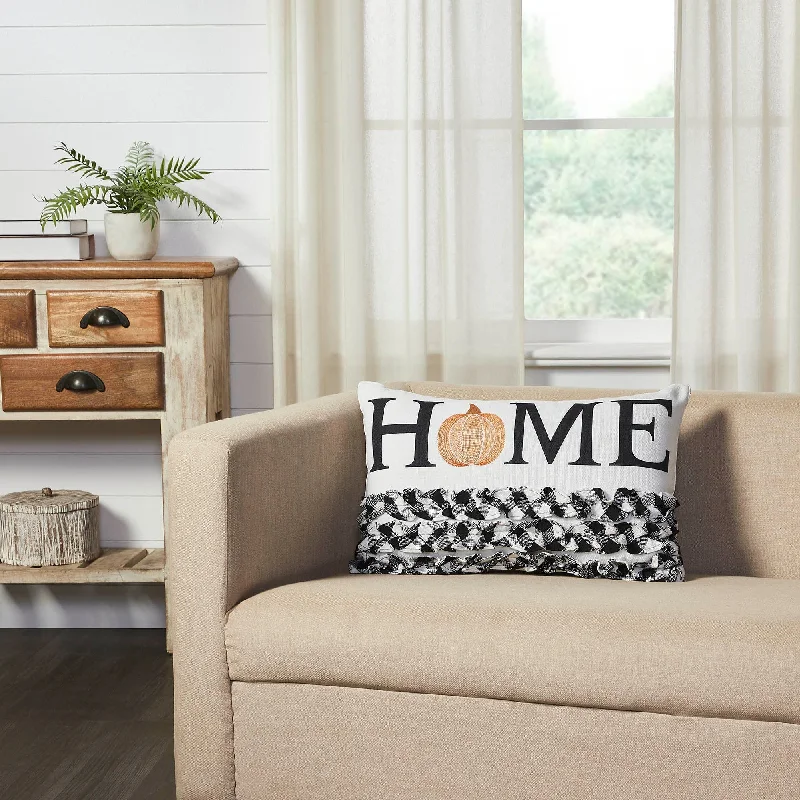 Adjustable Pillows for Customized ComfortAnnie Black Check Home Pumpkin Ruffle Pillow