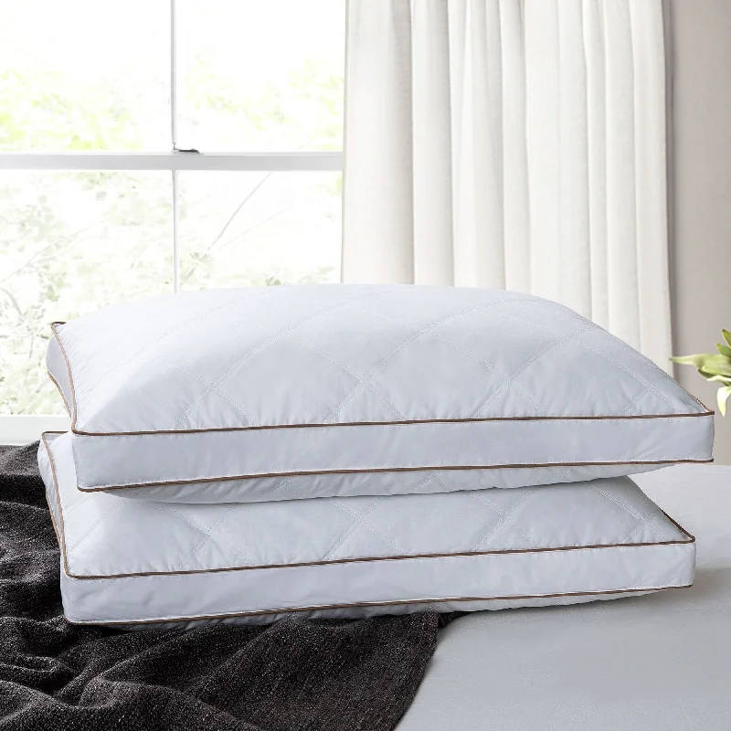 Feather Pillows for a Luxurious SleepMedium-Firm 2-inch Gusset Feather and Down Pillows Set of 2