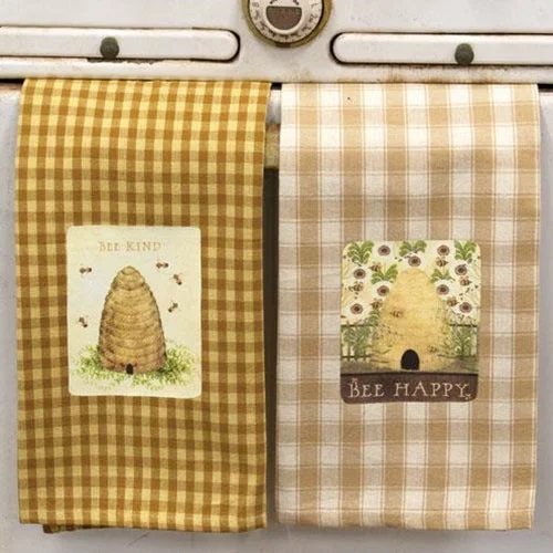 Bed skirts with a shabby - chic styleBee Happy Dish Towel Check