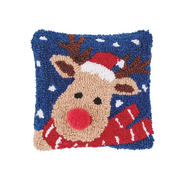 Velvet Pillows for a Touch of EleganceChristmas Reindeer Hooked Mini Pillow