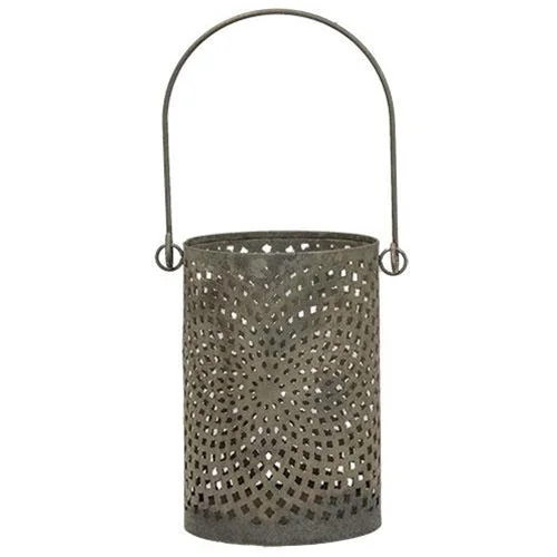 Bed skirts with a ruffled tiered designAntiqued Gray Can Lantern 4.5"H