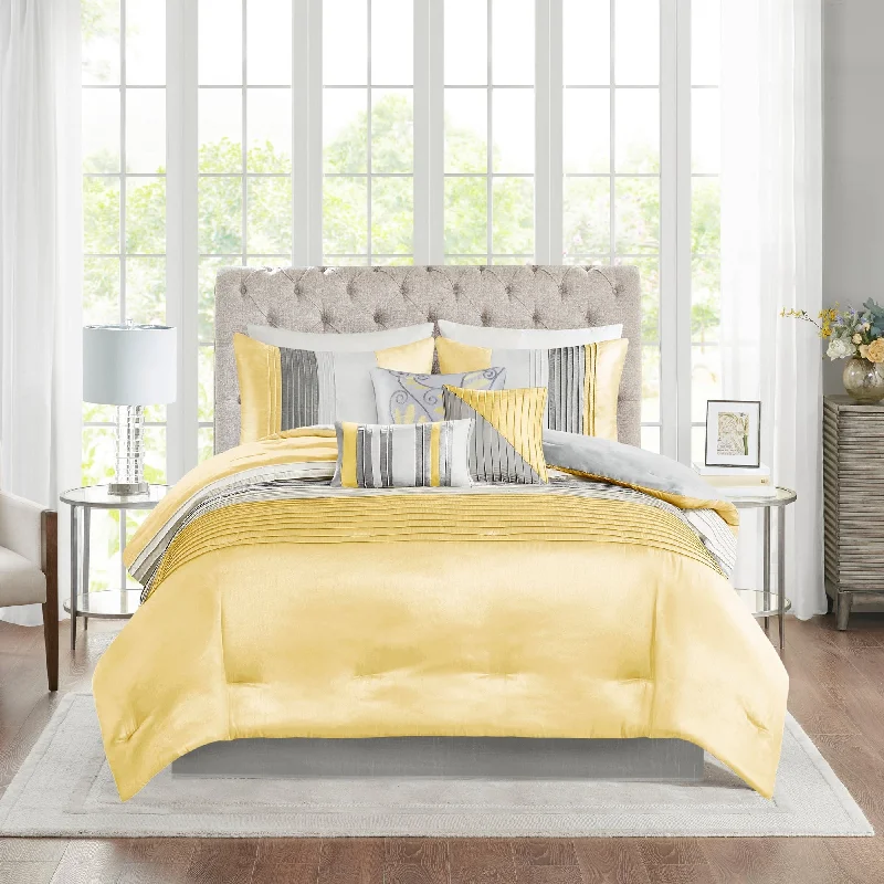 Microfiber - filled comforters that are lightweight and easy to care forCopper Grove Kiston Yellow 7-piece Comforter Set