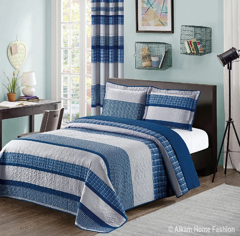 rustic farmhouse bedspreads with patchwork designs for a cozy feelBlue and Gray Modern Plaid Bedspread and Pillow Sham Set | Matching Curtains Available! rustic farmhouse bedspreads with patchwork designs for a cozy feelBlue and Gray Modern Plaid Bedspread and Pillow Sham Set | Matching Curtains Available!