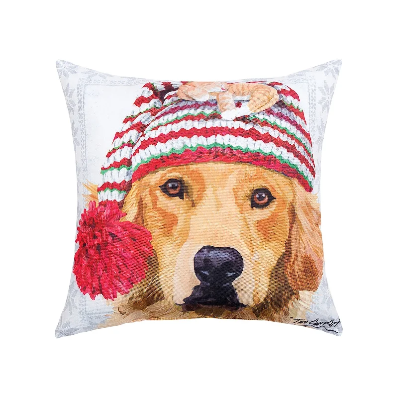 Round Pillows for Boho-Style InteriorsWinter Hat Golden Pillow