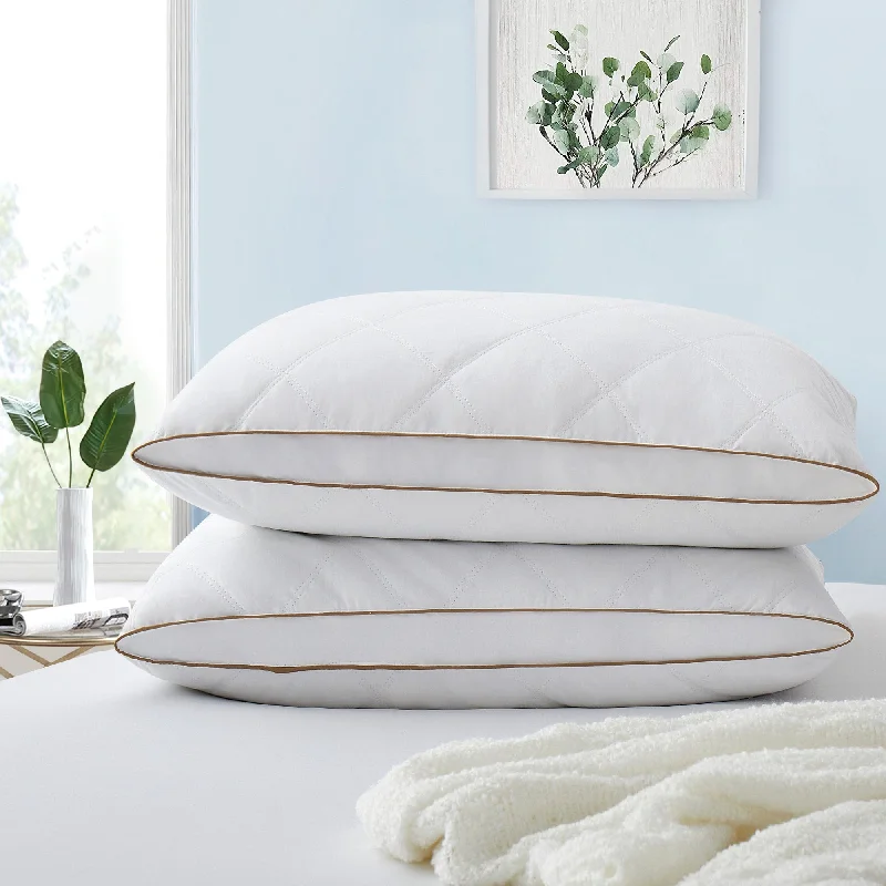 Feather Pillows for a Luxurious Sleep2 Pack Soft Gusseted Goose Feather Down Bed Pillows - White