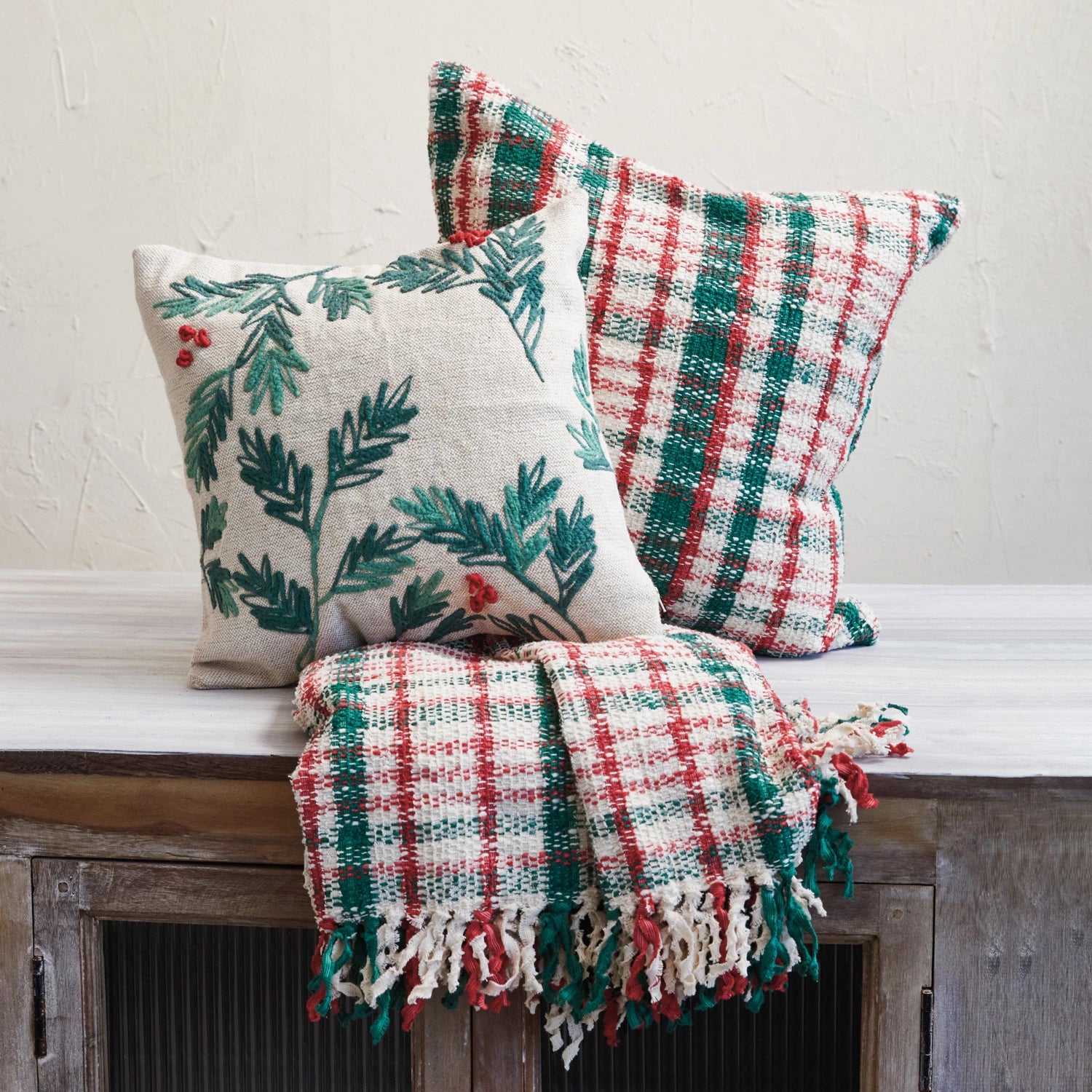 Decorative Pillows for Living Room MakeoverWoven Cotton Holiday Plaid Pillow
