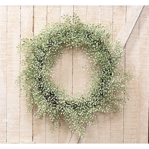 Bed skirts with a damask pattern for an elegant lookFrosted Green Little Luna Leaves Wreath