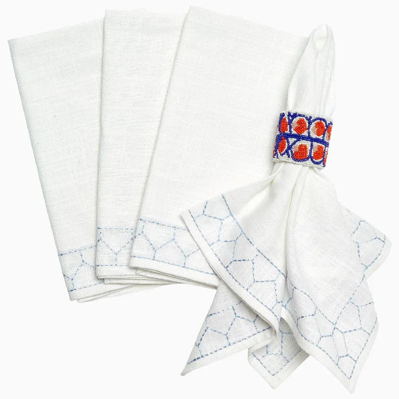 Cotton Pillows for Natural ComfortStitched Light Indigo Napkins (Set of 4)
