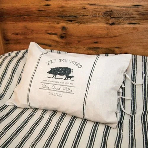 Bed skirts in bold colors for a statement - making lookTip Top Feed Farmhouse Stripe Queen Pillow Sham Bed skirts in bold colors for a statement - making lookTip Top Feed Farmhouse Stripe Queen Pillow Sham