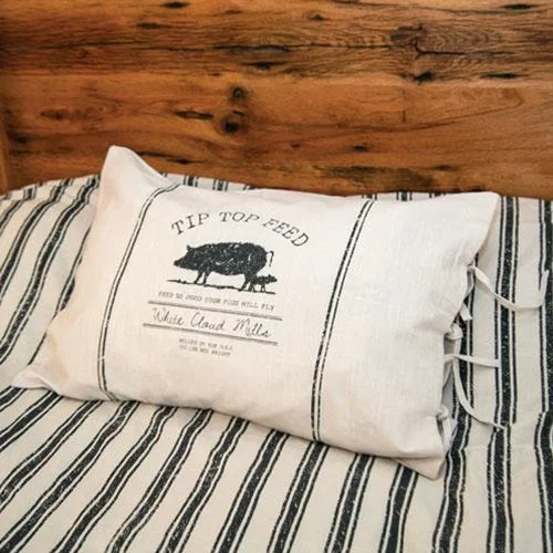 Bed skirts with a nautical themeTip Top Feed Farmhouse Stripe King Pillow Sham