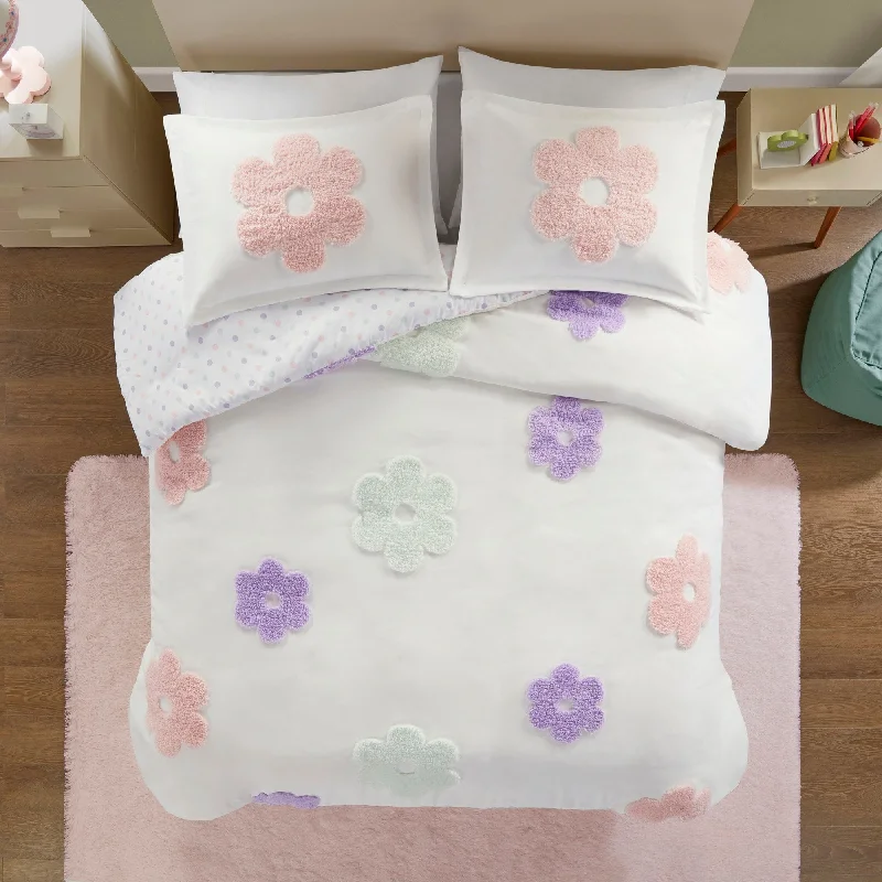 Back Support Pillows for Office ChairsIntelligent Design Kids Madeline Floral Reversible Tufted Chenille Duvet Cover Set