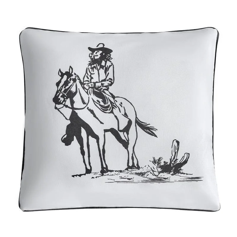 Silk Pillows for Smooth Skin and HairRanch Life Cowgirl Indoor/ Outdoor Pillow- Black and White