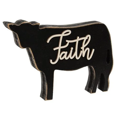Bed skirts with a geometric cut - out designFaith Distressed Black Cow Sitter