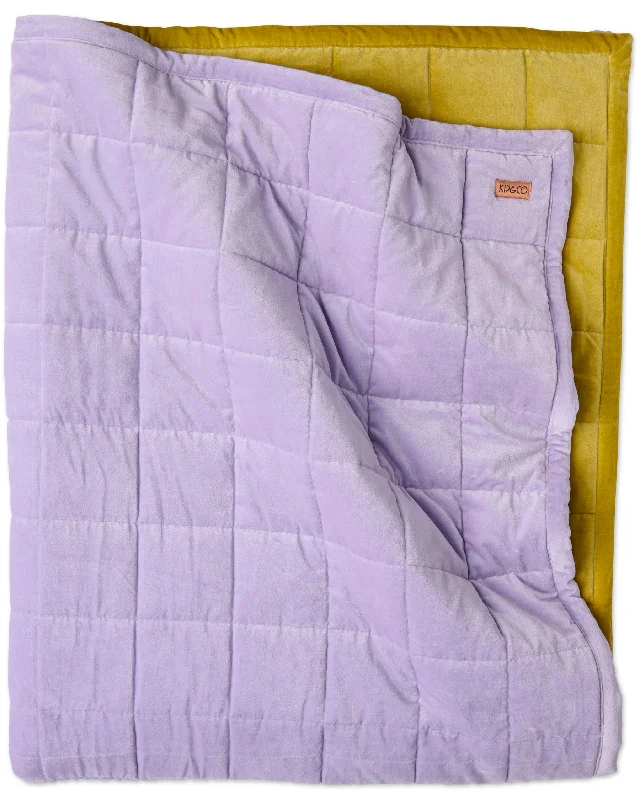 cotton bedspreads for breathability and softnessLilac Palm Velvet Quilted Bedspread
