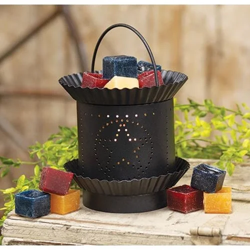 Bed skirts with a geometric cut - out designBlack Star Tart Warmer