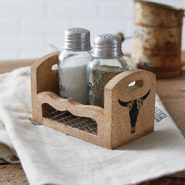 Bed skirts with a satin finish for a shiny appearanceWestern Salt and Pepper Caddy
