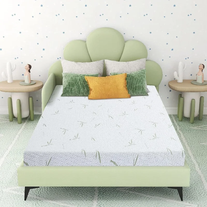 Polyester - foam mattresses for budget - friendly optionsQueen Mattress, 6 Inch Memory Foam, Breathable Bamboo Cover, Medium Firm Green Tea Gel
