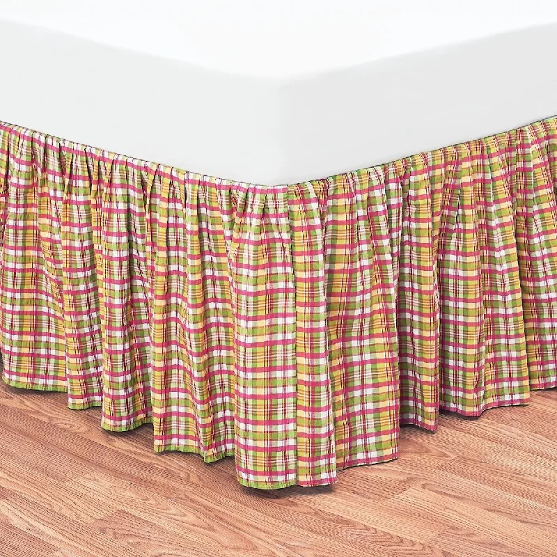 Bed skirts with a modern minimalist designHot Pink Plaid Bed Skirt