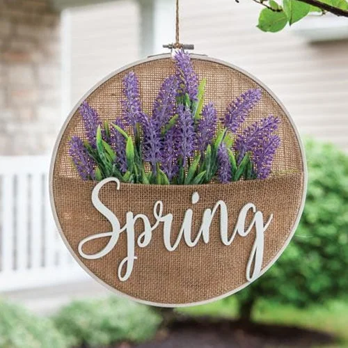 Bed skirts with a Christmas - themed patternSpring Lavender Burlap Sampler Wall Hanger