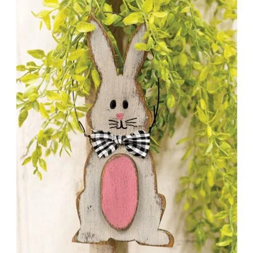 Bed skirts with a metallic thread for a touch of glamourDistressed Wooden Bunny & Egg Ornament