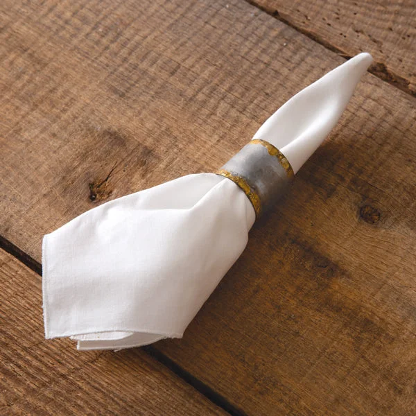 Bed skirts with a contemporary styleSet of Four Galvanized & Gold Napkin Rings