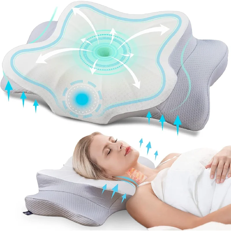 Hypoallergenic Pillows for Allergy SufferersCervical Pillow for Neck and Shoulder,Contour Memory Foam Pillow,Ergonomic Neck Support Pillow with Pillowcase