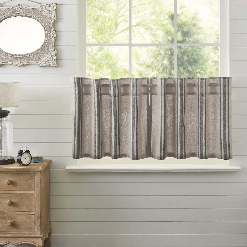 Bed skirts with a herringbone pattern for a sophisticated lookGrain Sack Charcoal Tier Set of 2 L24xW36